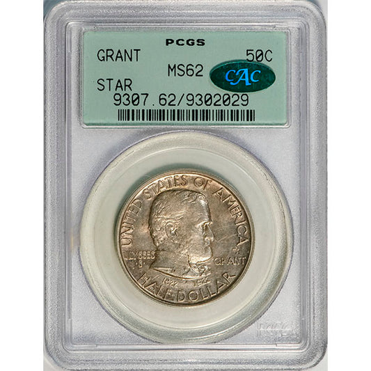 (9307) 1922 50C PCGS MS62 Grant Star CAC slab
