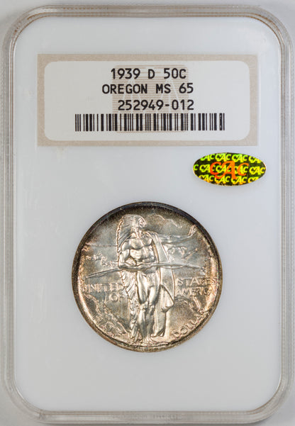 (9353) 1939-D 50C NGC MS65 Oregon Gold CAC