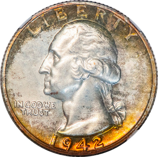 (5981) 1942 25C NGC PF68 Washington obverse