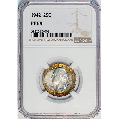 (5981) 1942 25C NGC PF68 Washington slab