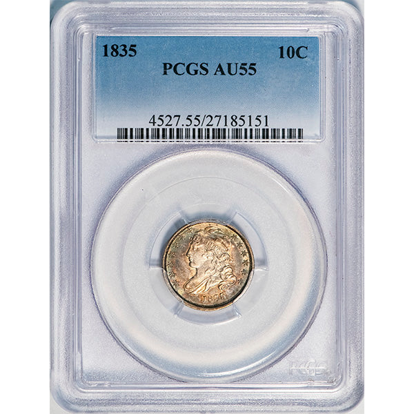 (4527) 1835 10C PCGS AU55 Bust Dime slab