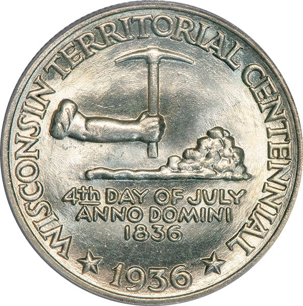 (9447) 1936 50C PCGS MS65 Wisconsin CAC obverse