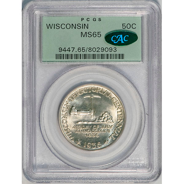 (9447) 1936 50C PCGS MS65 Wisconsin CAC slab