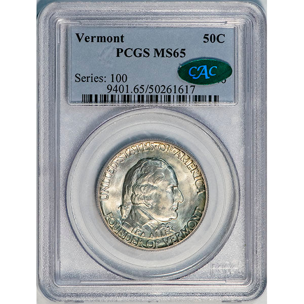 (9401) 1927 50C PCGS MS65 CAC Vermont slab
