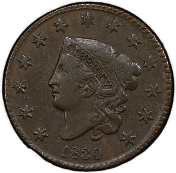 (1675) 1830 1C PCGS 98BN Medium Letters obverse