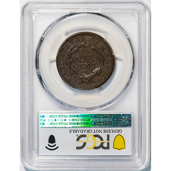 (1675) 1830 1C PCGS 98BN Medium Letters reverse slab