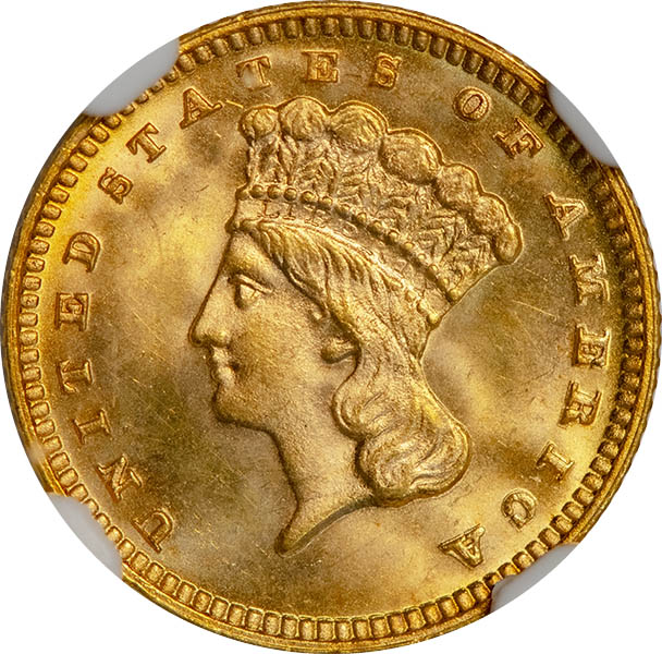 (7588) 1887 G$1 NGC MS67 obverse
