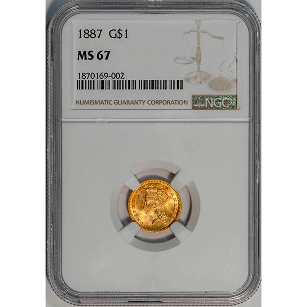 (7588) 1887 G$1 NGC MS67 slab