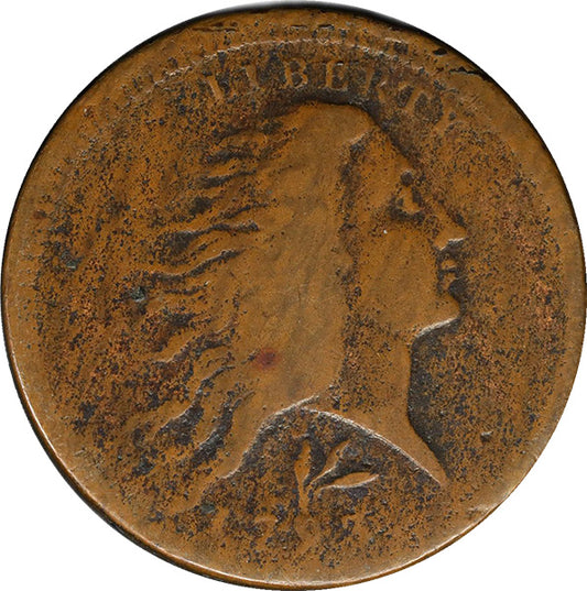 (1365) 1793 1C PCGS VG10 Wreath Cent obverse