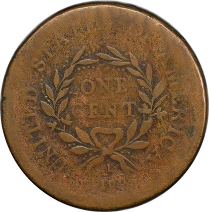 (1365) 1793 1C PCGS VG10 Wreath Cent reverse