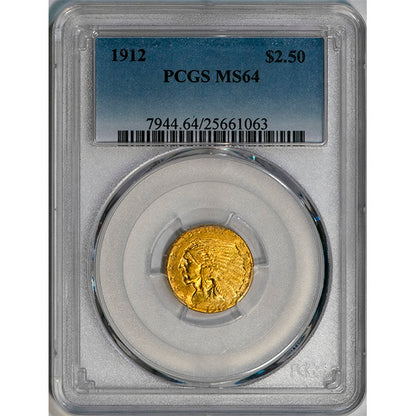 1912 $2.50 PCGS MS64 slab