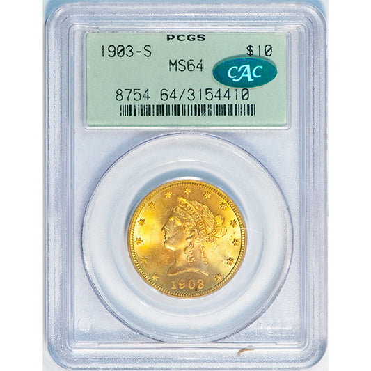 1903-S $10 PCGS MS64 CAC Old Holder slab