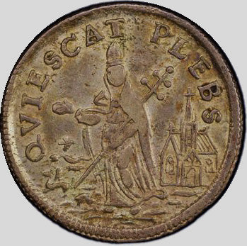 (0045) 1670s NJ 1/4P Saint Patrick PCGS AU50 *** reverse
