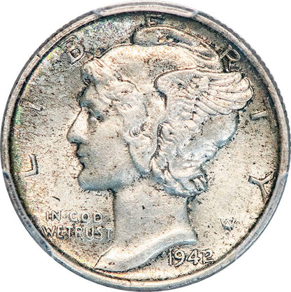 (5036) 1942/1 10C PCGS AU58 Mercury obverse