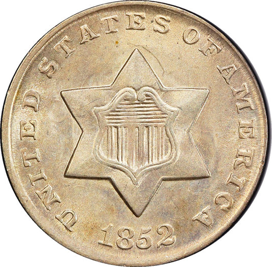(3666) 1852 3CS PCGS MS65 CAC Three Cent Silver obverse