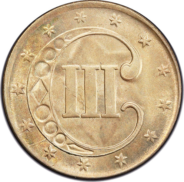 (3666) 1852 3CS PCGS MS65 CAC Three Cent Silver reverse