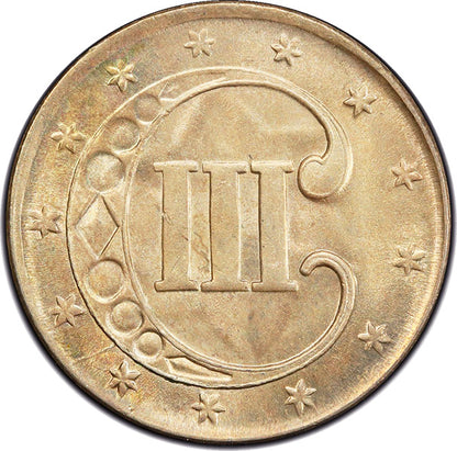(3666) 1852 3CS PCGS MS65 CAC Three Cent Silver reverse