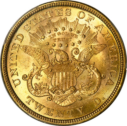 1866 $20 Motto PCGS MS61 reverse