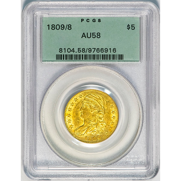 1809/8 $5 PCGS AU58 Old Holder slab