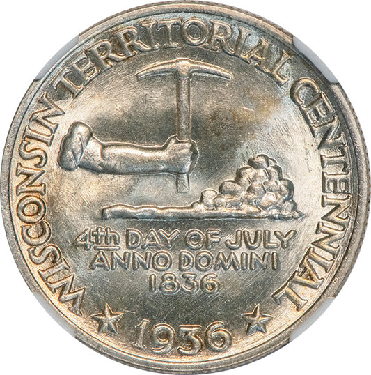 (9447) 1936 50C NGC MS66+ Wisconsin obverse