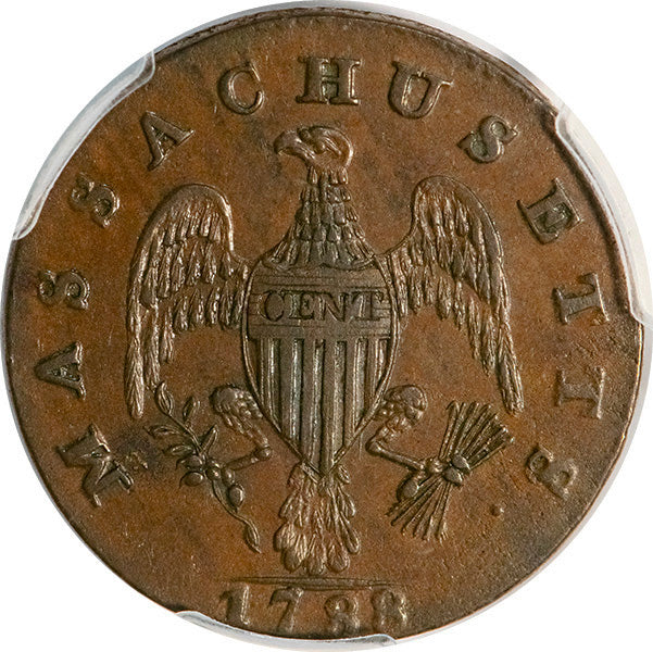 1788 Cent Massachusetts, Period PCGS MS62BN reverse