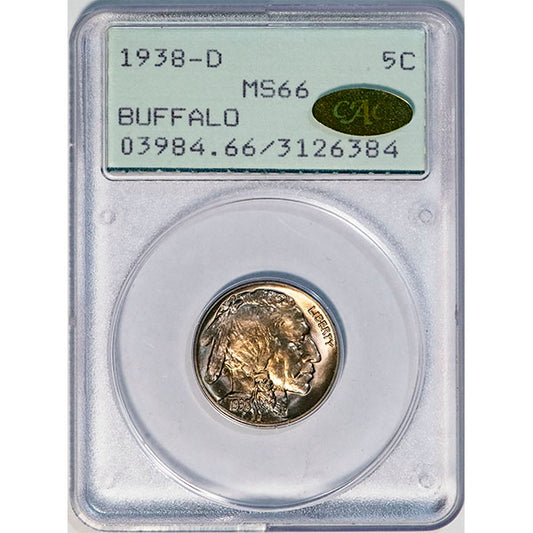 (3984) 1938-D 5C PCGS MS66 Gold CAC Buffalo slab