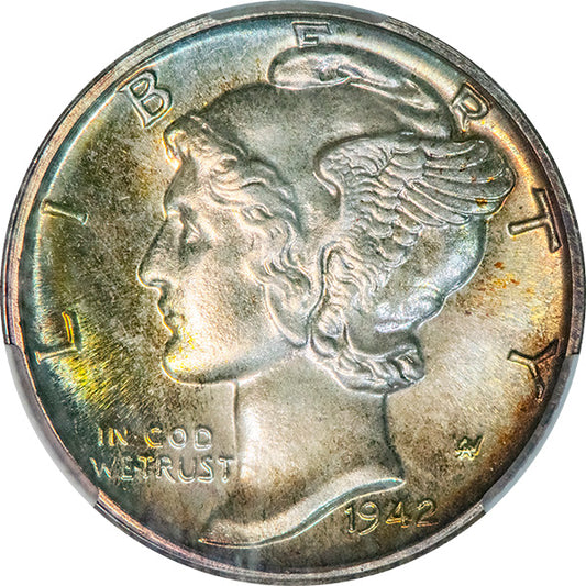 (5077) 1942 10C CACG PR68 CAC Mercury obverse