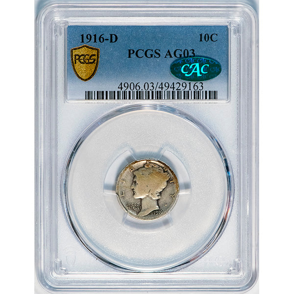 1916-D 10C PCGS AG03 CAC slab