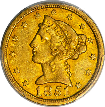1851-O $5 PCGS XF45 CAC obverse