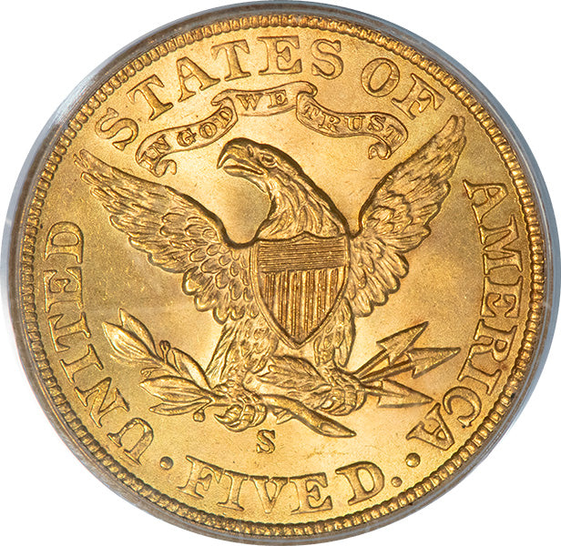 1902-S $5 PCGS MS64 CAC Old Holder slab