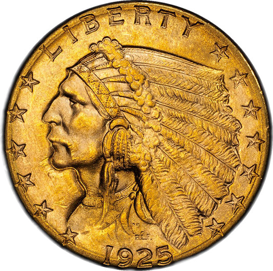 (7949) 1925-D $2.50 PCGS MS65 Indian obverse