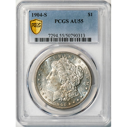 1904-S $1 PCGS AU55 Morgan slab