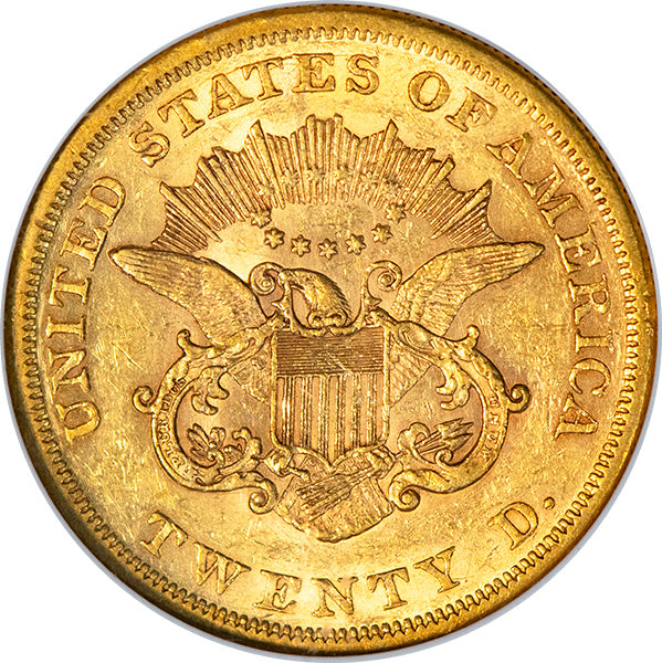 1863 $20 NGC AU55 reverse