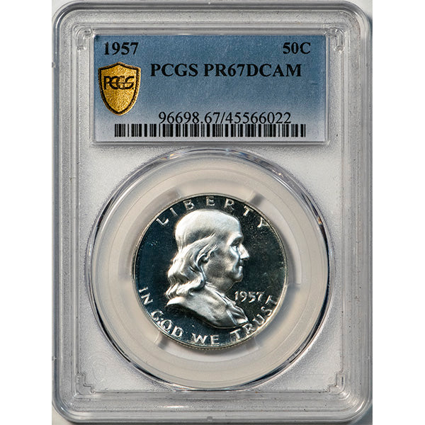 (6694) 1957 50C PCGS PR67DCAM Franklin slab