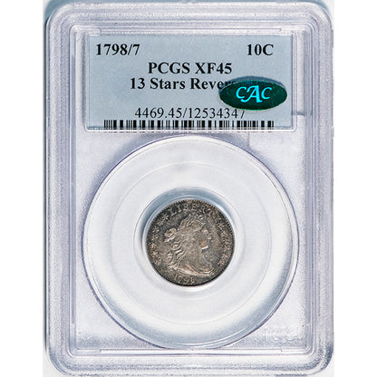 1798/7 10C 13 Stars Reverse PCGS XF45 CAC slab