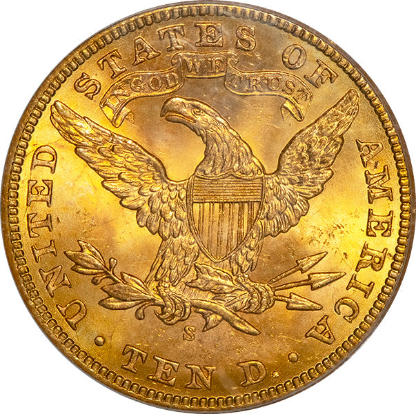 (8751) 1902-S $10 PCGS MS64 CAC Liberty reverse