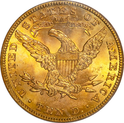 (8751) 1902-S $10 PCGS MS64 CAC Liberty reverse