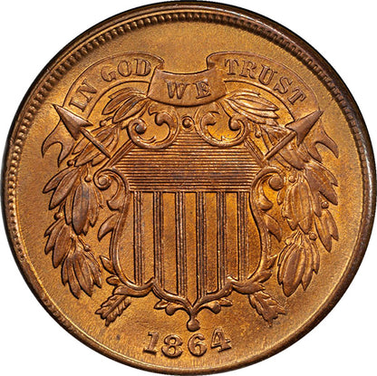 (3577) 1864 2C PCGS MS64RB CAC obverse