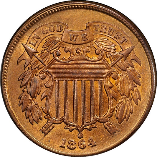 (3577) 1864 2C PCGS MS64RB CAC obverse
