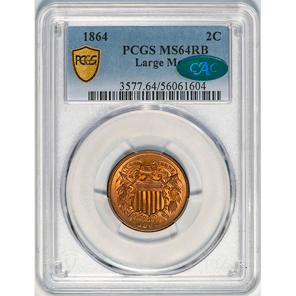 (3577) 1864 2C PCGS MS64RB CAC slab