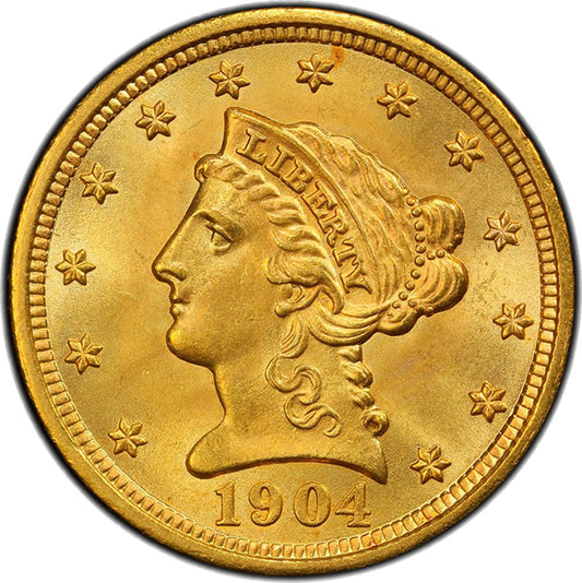 (7856) 1904 $2.50 PCGS MS67 CAC Liberty obverse