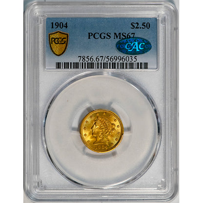 (7856) 1904 $2.50 PCGS MS67 CAC Liberty slab