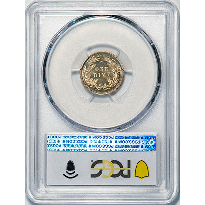 (4805) 1893 10C PCGS PR66+CAM Barber reverse slab