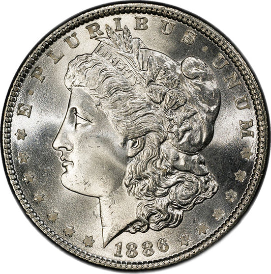 (7166) 1886 $1 PCGS MS67 CAC Morgan obverse