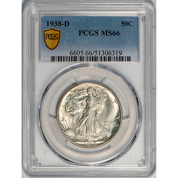 (6605) 1938-D 50C PCGS MS66 Walker slab