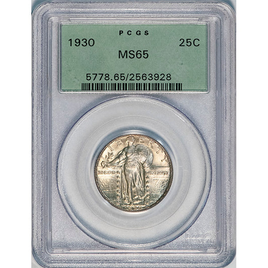 (5778) 1930 25C PCGS MS65 SLQ slab