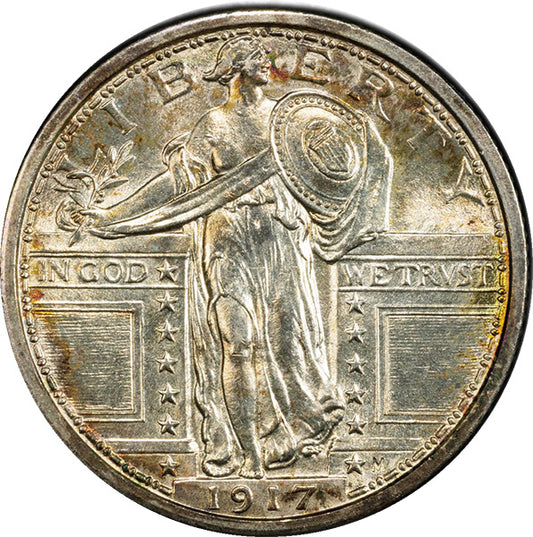 (5707) 1917 25C PCGS MS67FH Type 1 SLQ obverse