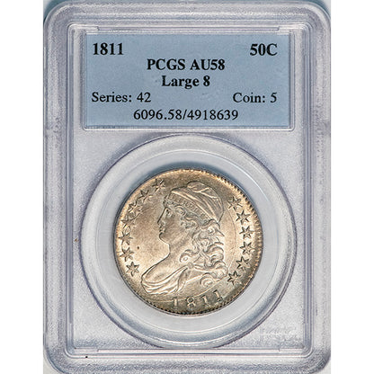 (6096) 1811 50C PCGS AU58 Bust Half slab