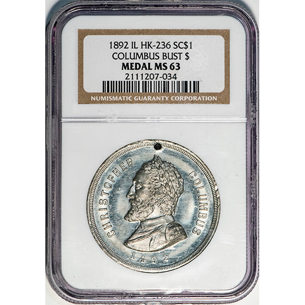 1892 SC$1 IL HK-236 Columbus NGC MS63 slab