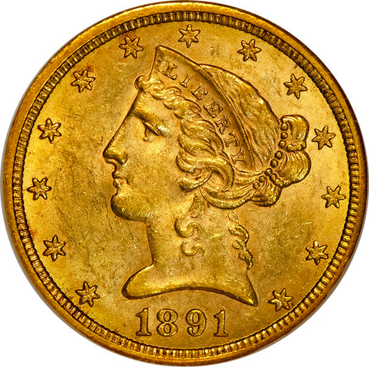 (8378) 1891-CC $5 NGC MS60 CAC Liberty obverse